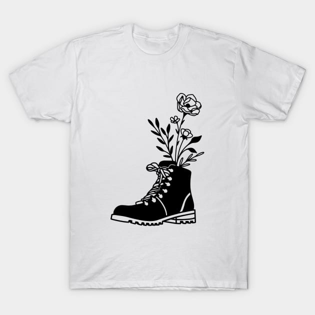 Flower growing from boots T-Shirt by Vintage Dream